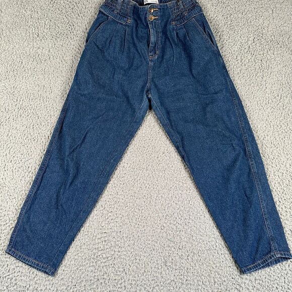 Zara Jeans Women's 6 Blue High Waisted Barrel Paperbag Medium Wash Cotton - Picture 3 of 12